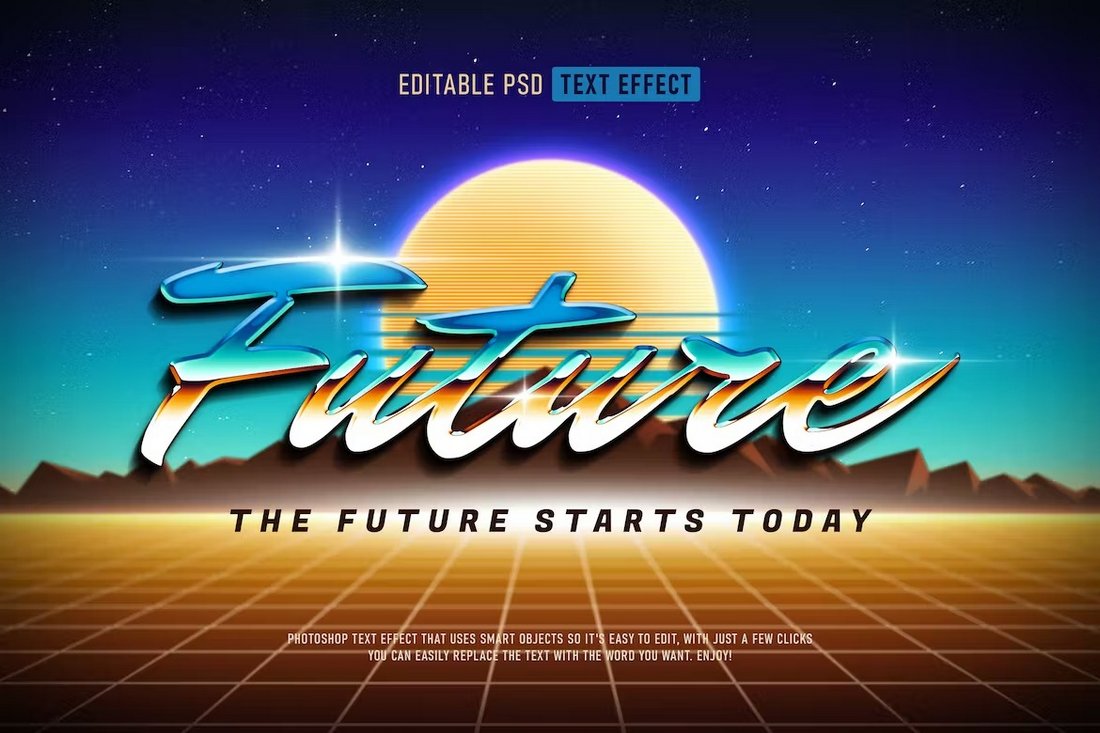 Retro Futuristic Glossy Text Effect