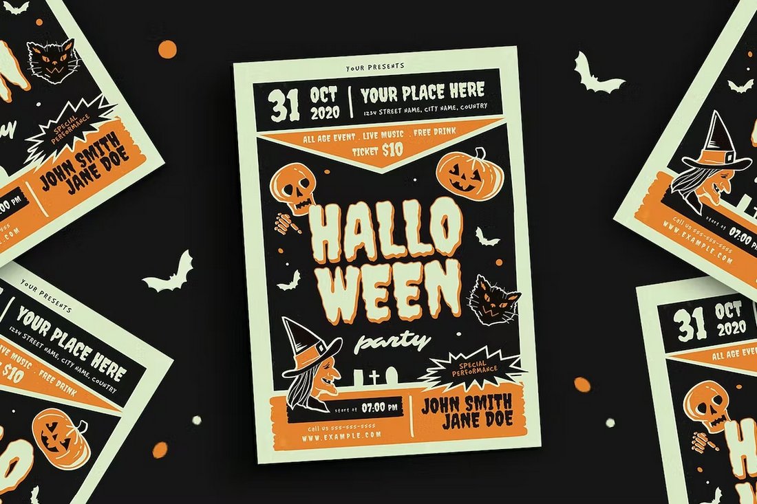 Retro Halloween Party Flyer Template