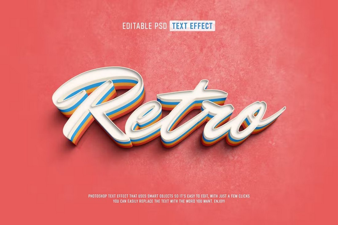 Retro Style Text Effect PSD Template