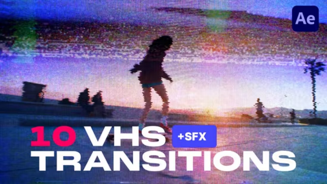 Retro VHS After Effects Glitch Transitions