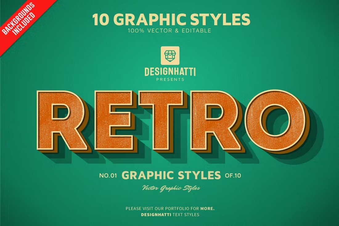 Retro Vintage 3D Text Effects for Illustrator