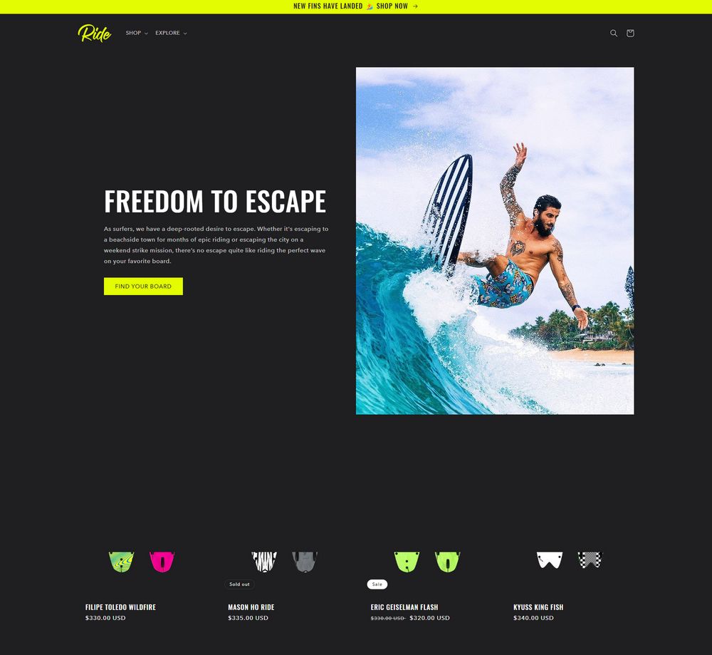 Ride - Free Shopify eCommerce Theme