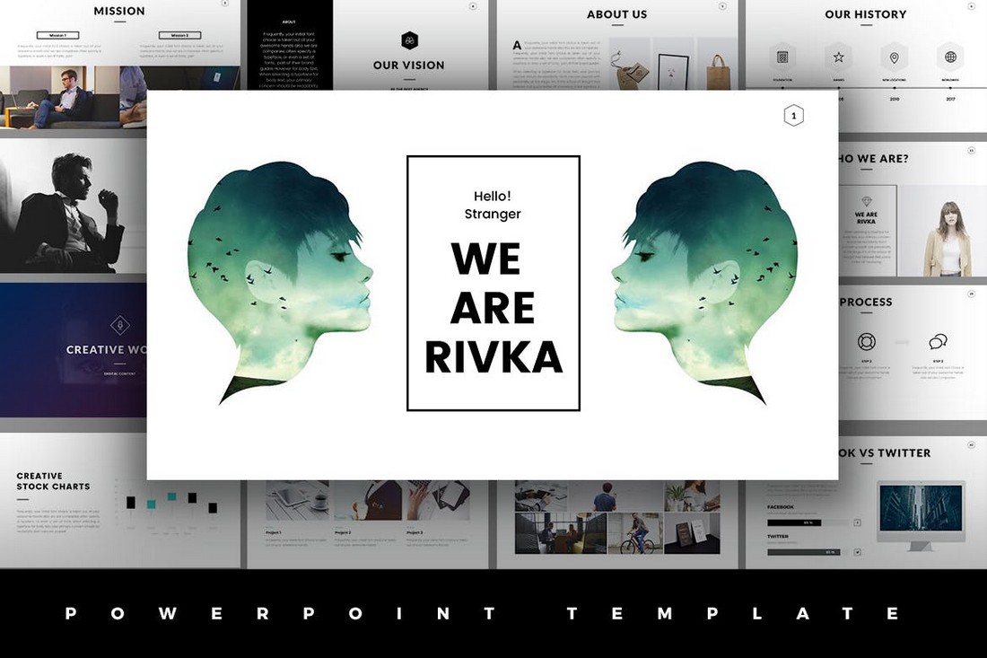 Templat PowerPoint Rivka Minimal