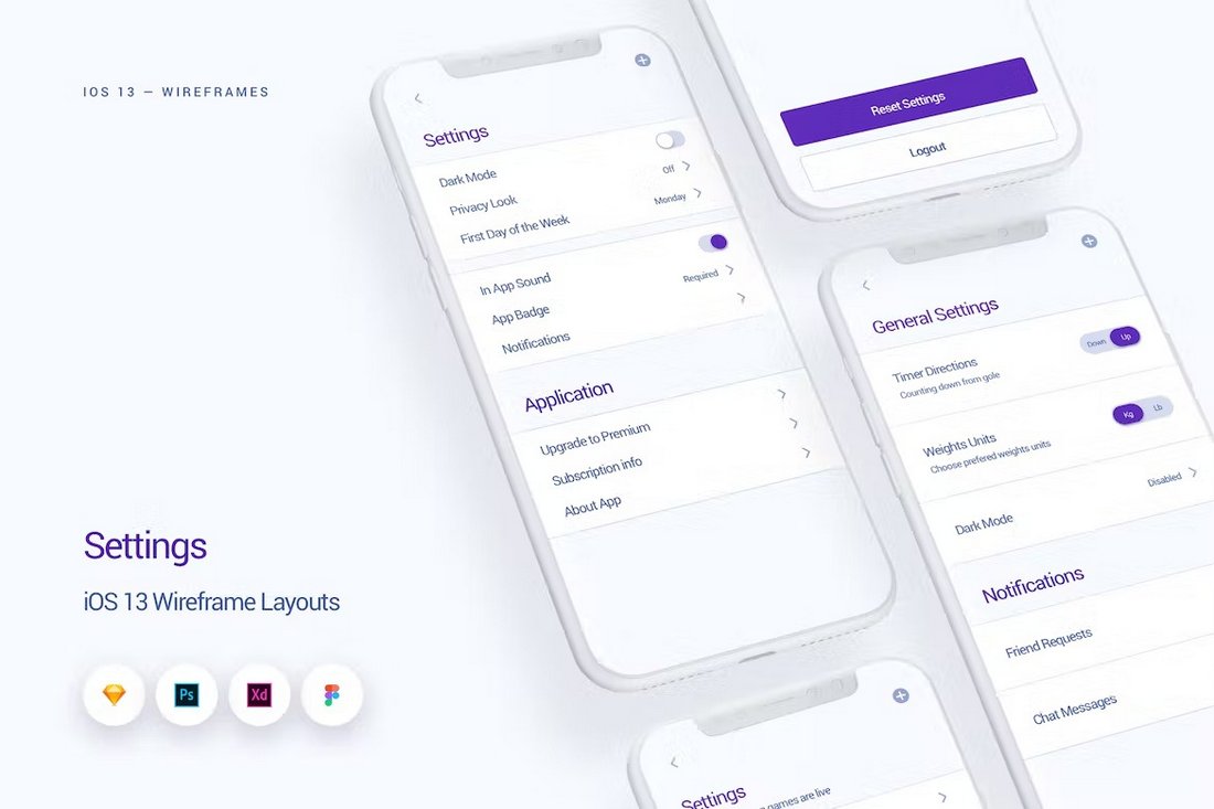 Settings - Figma iOS Wireframe Kit