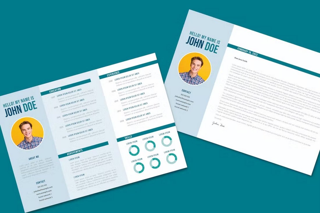 Simple Horizontal Resume and Cover Letter Templates