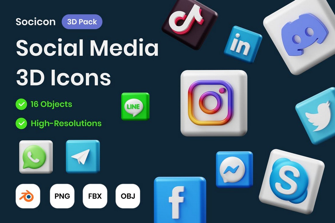 Sketch Resources 3D Social Media Icons