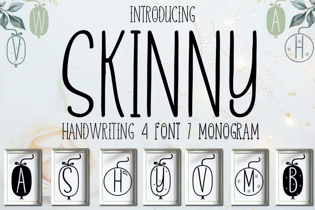 Skinny - Handwriting Font with Monogram