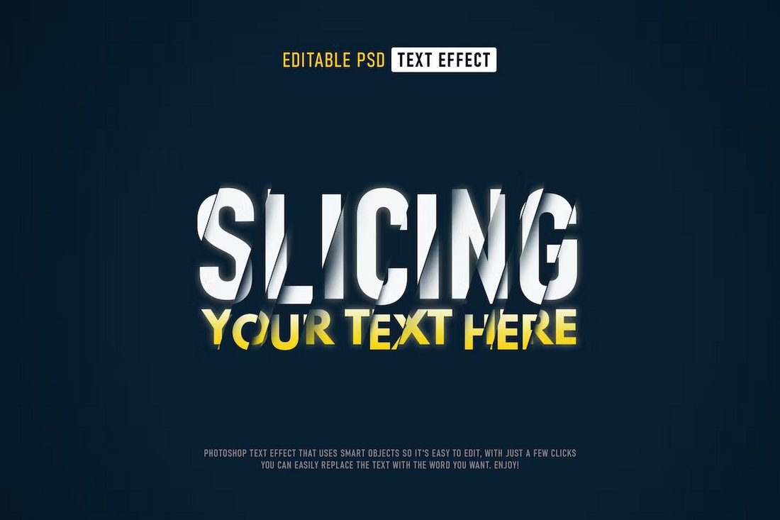 Slicing Text Effect PSD Template