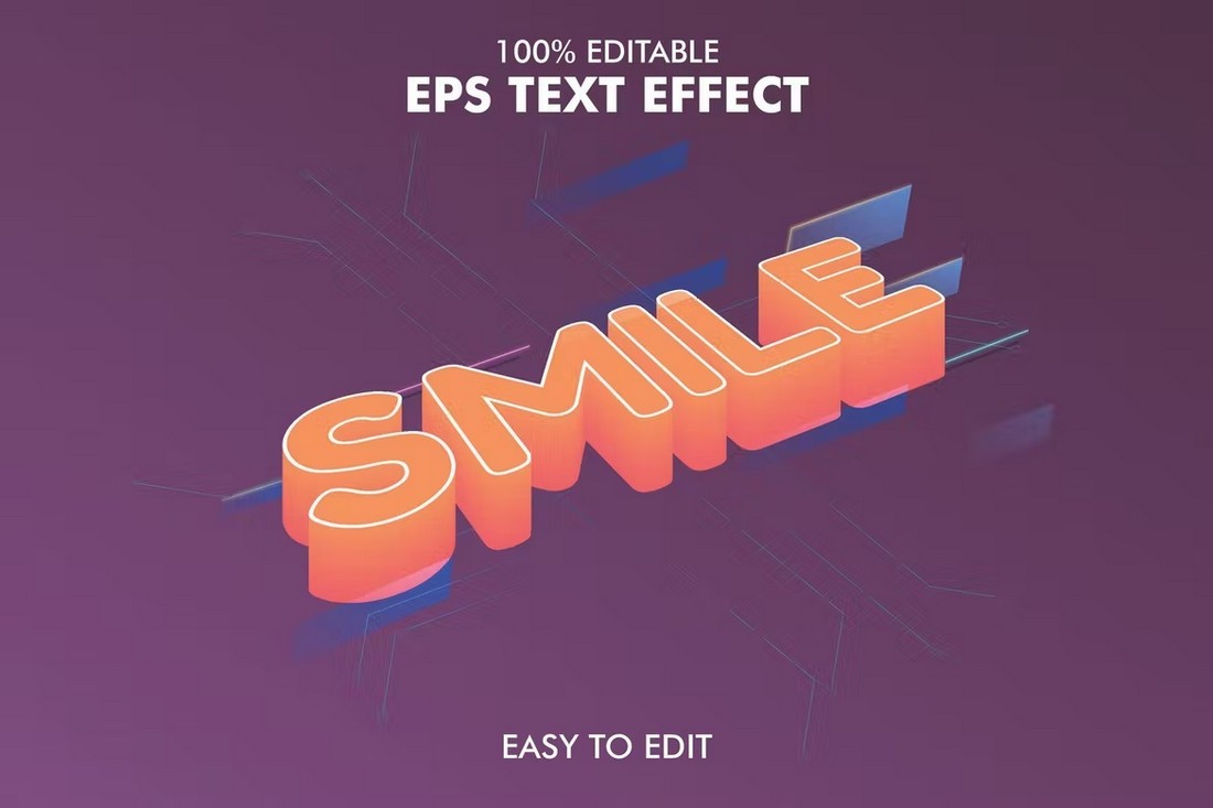 Smile - Editable 3D Text Effect EPS Template