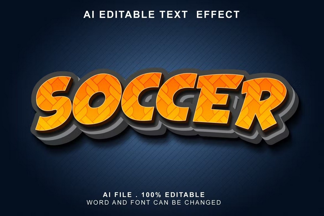 Soccer - Cartoon 3D Text Effect for Illustrator