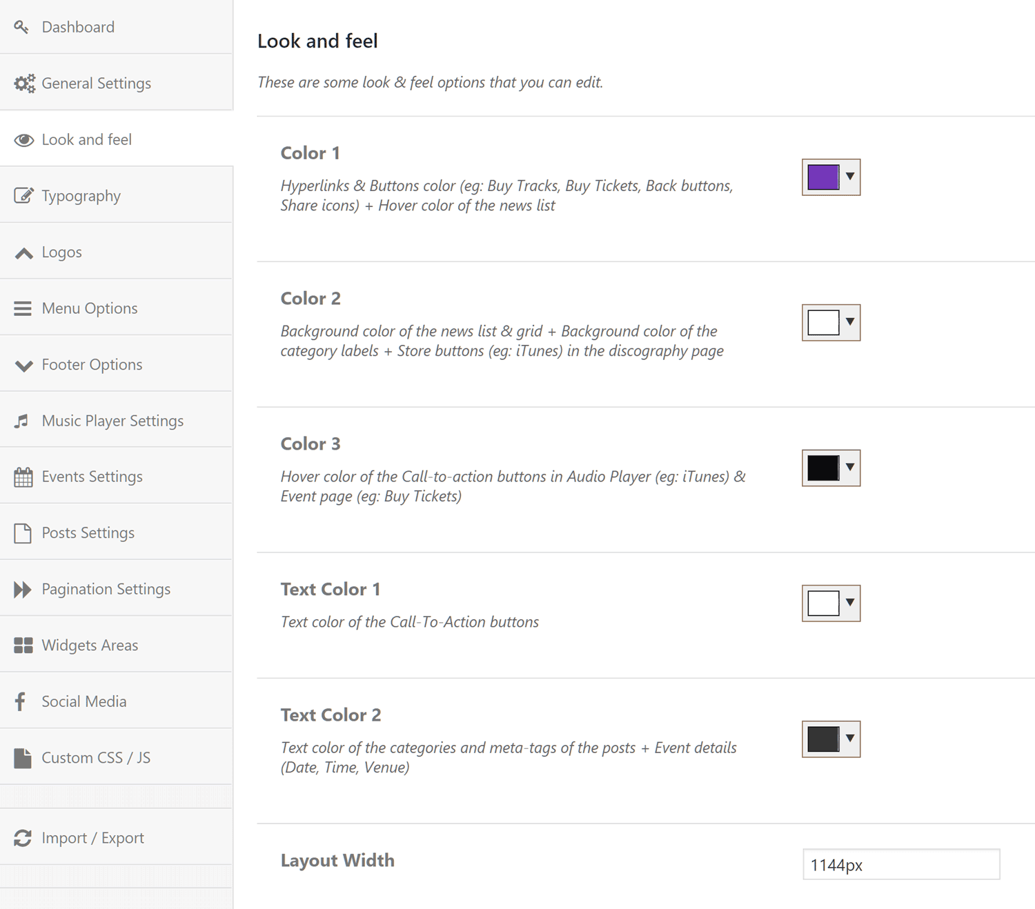 Sonaar Design Settings