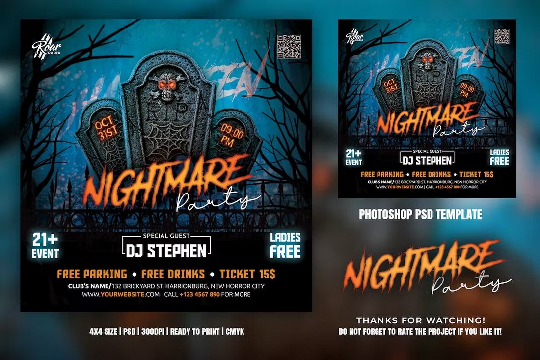 Square Halloween Party Flyer Template