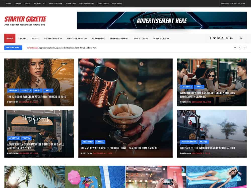 Starter Gazette - Free Magazine WordPress Theme