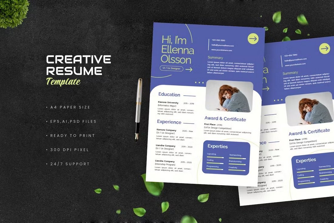 Stylish Blue Resume for Designers