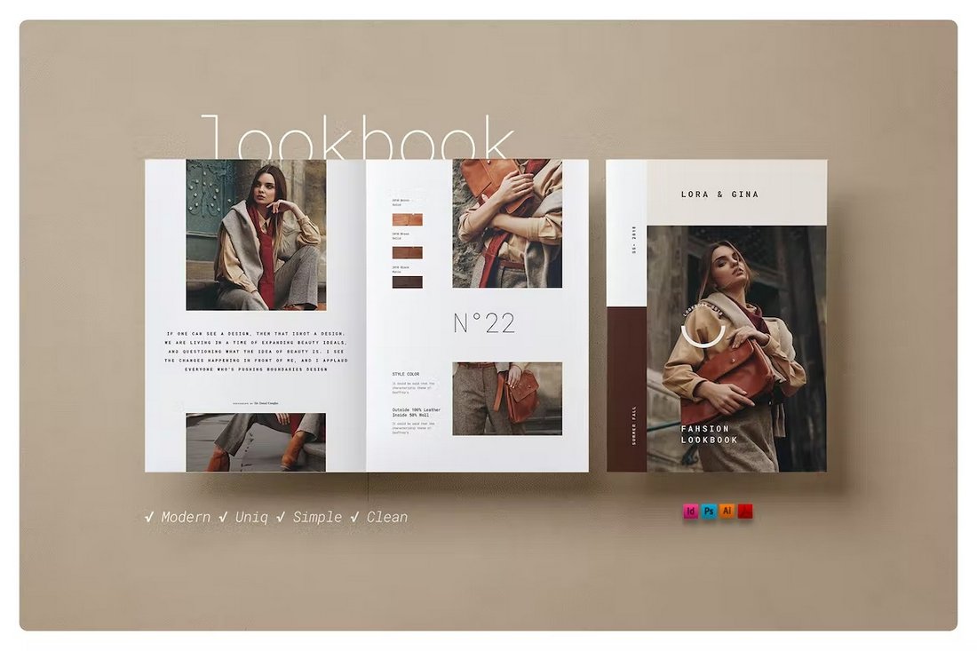 Stylish Catalog Lookbook Template for InDesign