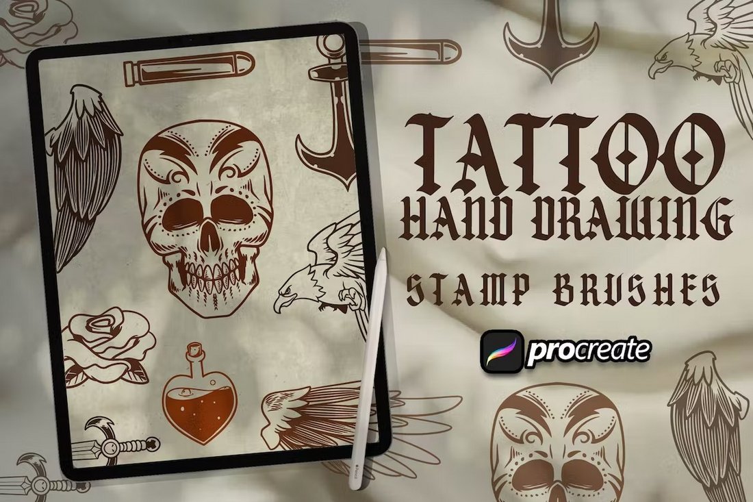 Tattoo Hand Drawing Procreate Stamp Brushes