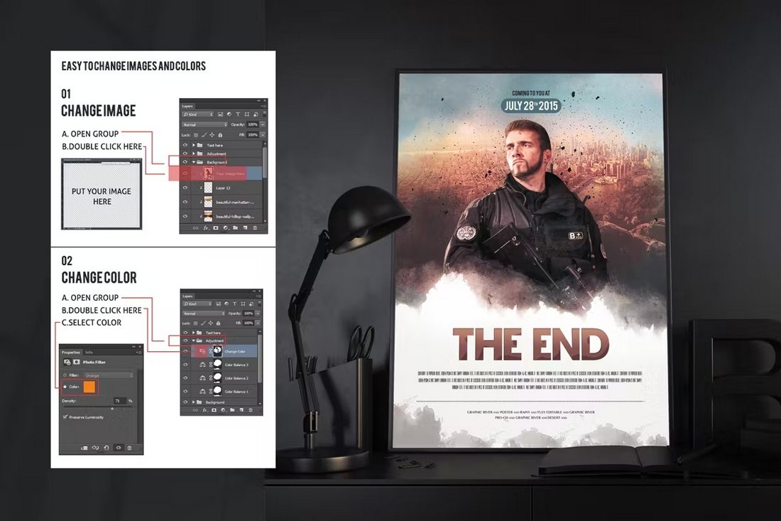 The End Action Movie Poster Template PSD