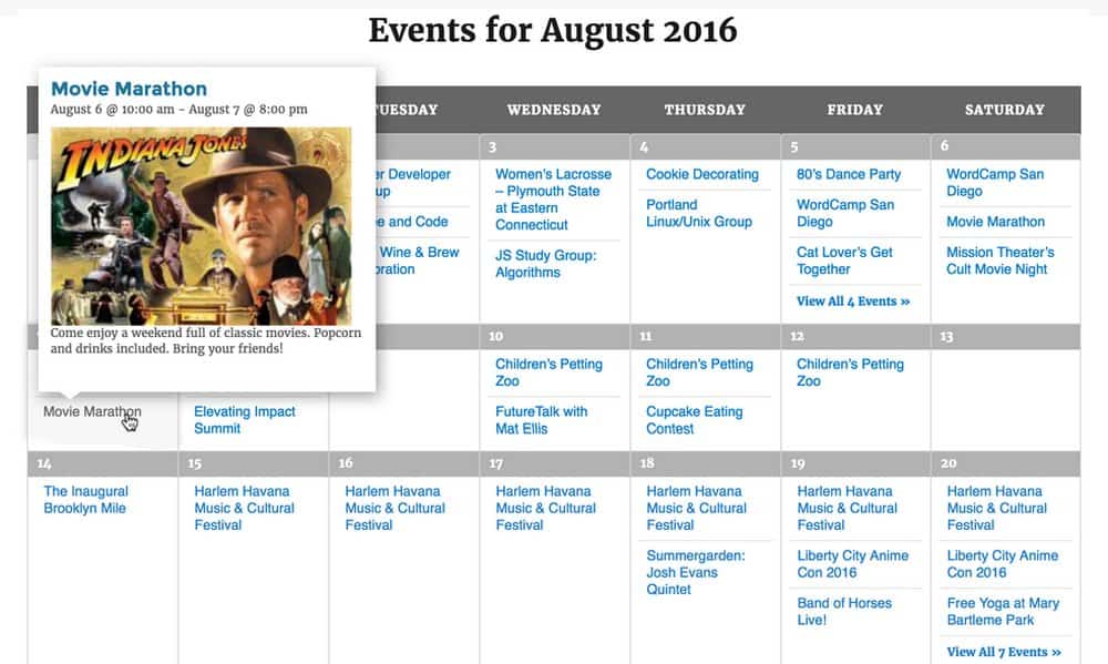 The Event Calendar -2