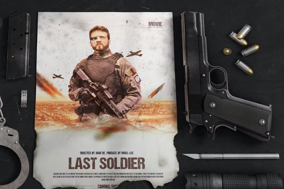 The Last Soldier Movie Poster Template PSD