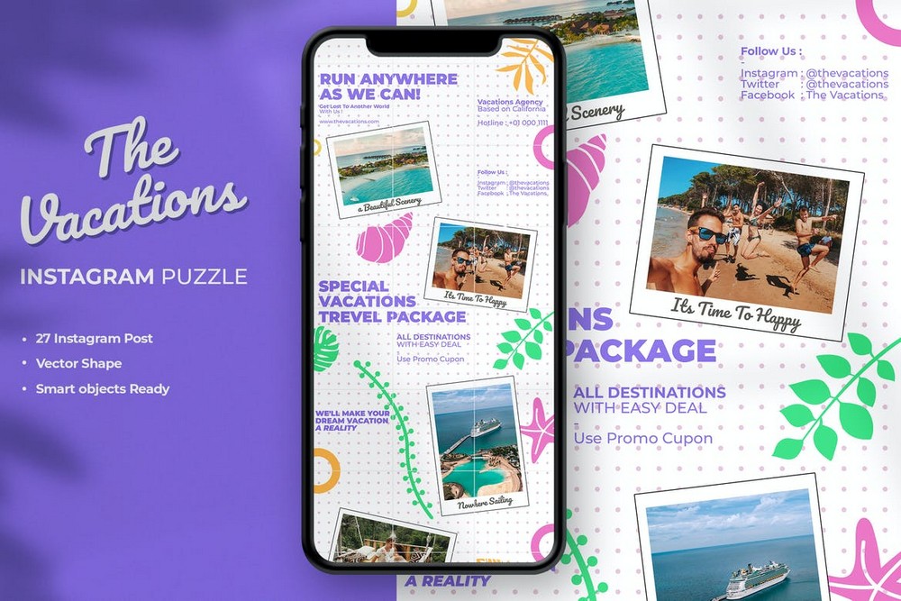 The Vacations Instagram Grid Puzzle Template