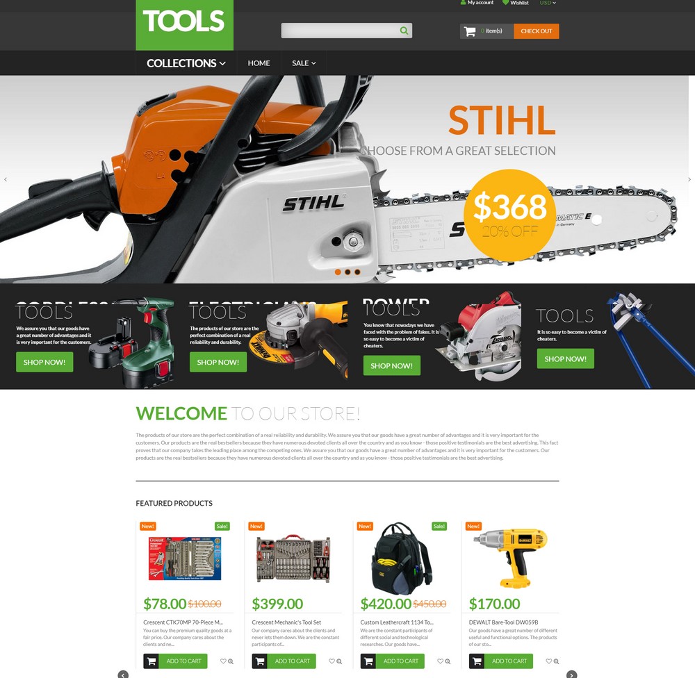 Tools free shopify theme