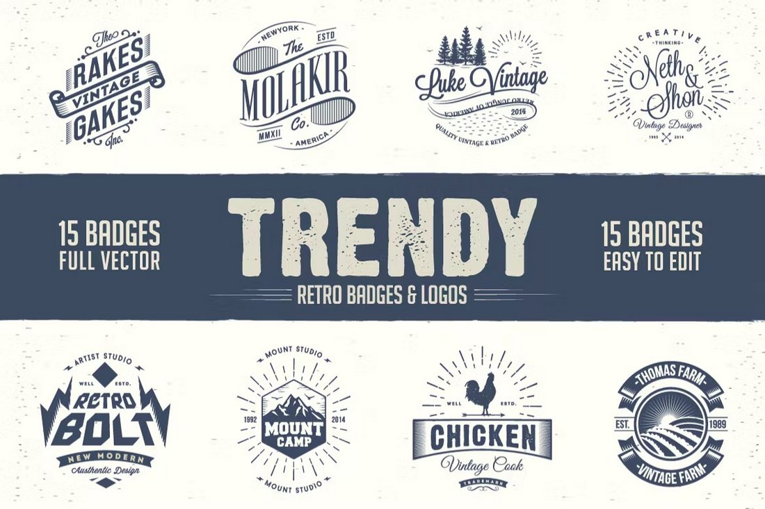 Trendy Retro Badge Logo Templates