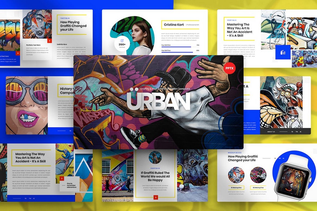 Urban - Graffiti & Pop Art PowerPoint Template