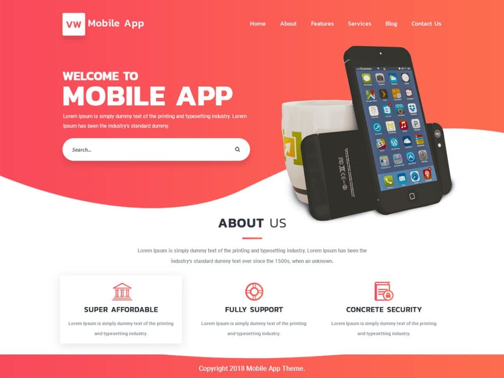 VW Mobile App-free-wordpress-theme