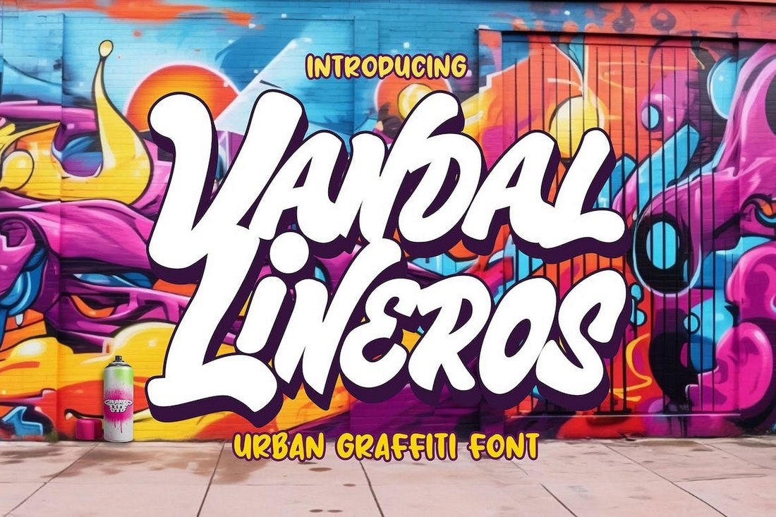 Vandal Lineros - Urban Graffiti Poster Font