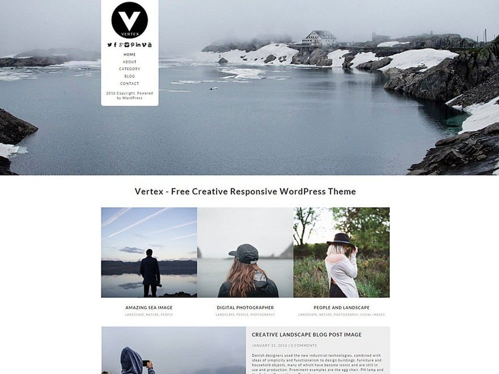 Vertex - Free WordPress Photography Theme