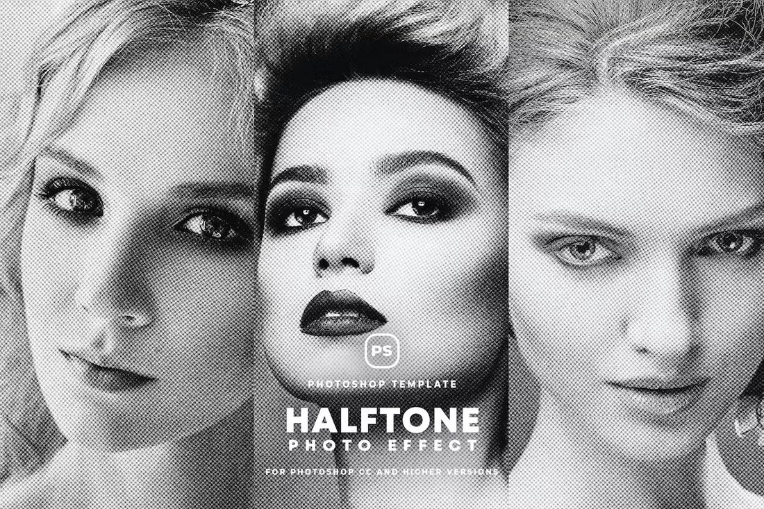 Vintage Halftone Photo Effect PSD