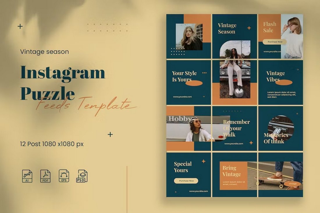 Vintage Season - Instagram Grid Template