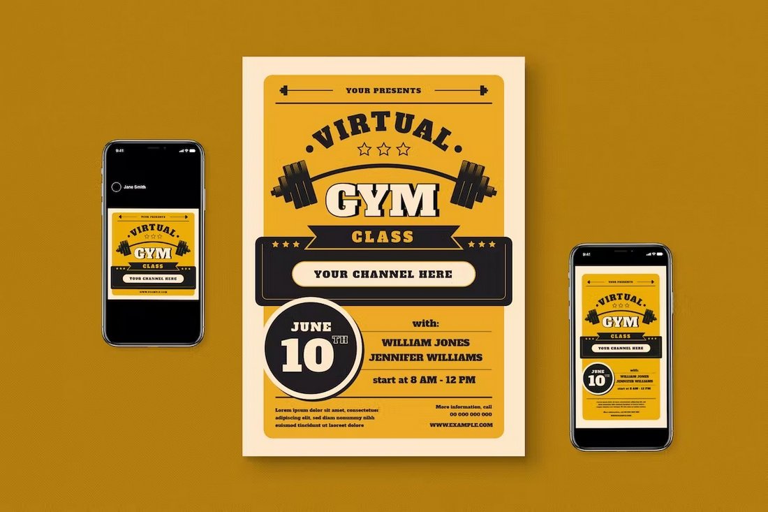 Virtual Gym Class Event Flyer Set