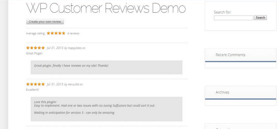 WP Customer Reviews 2