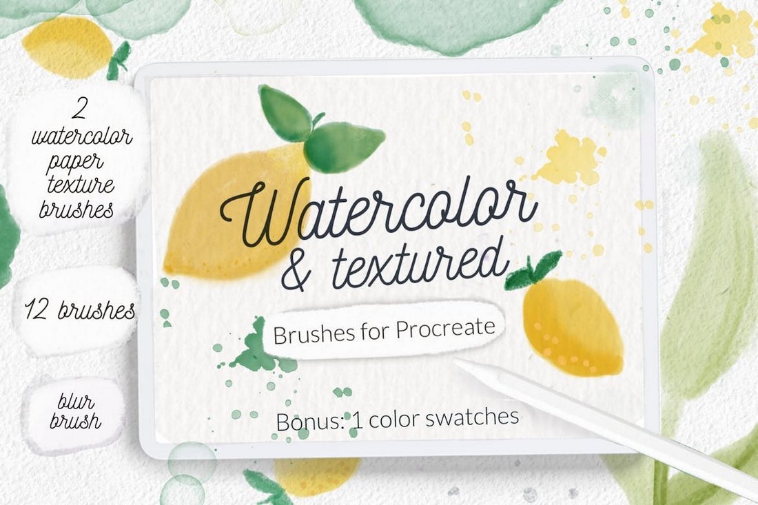 Watercolor texture brushes for Procreate