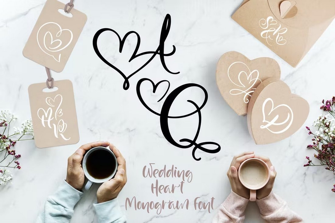 Wedding Heart Monogram Font