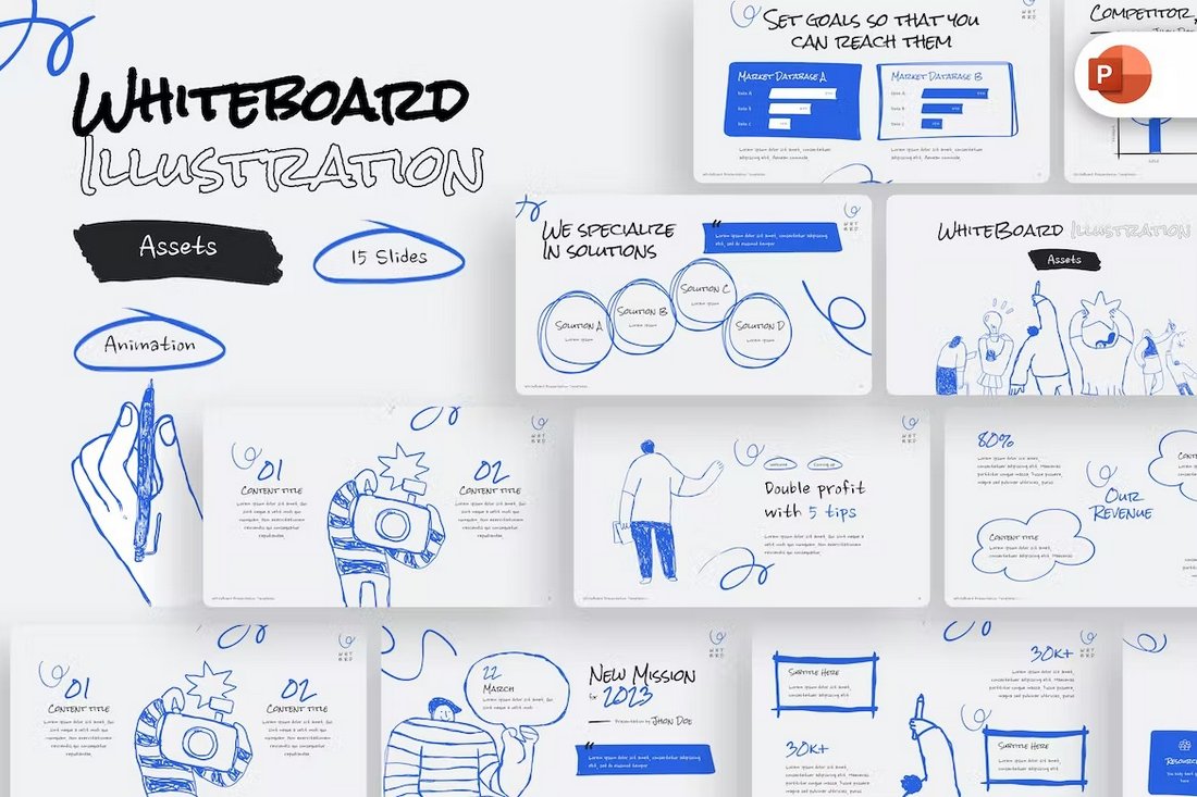 Whiteboard Illustration Creative PowerPoint Template