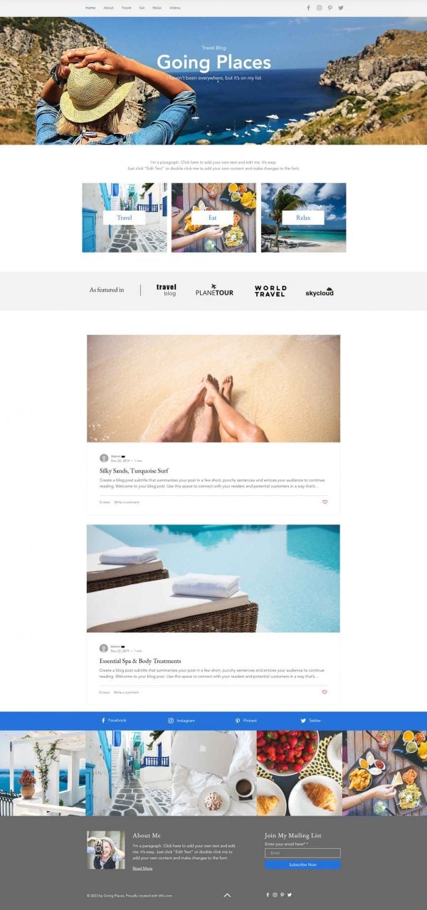 wix travel blog templates