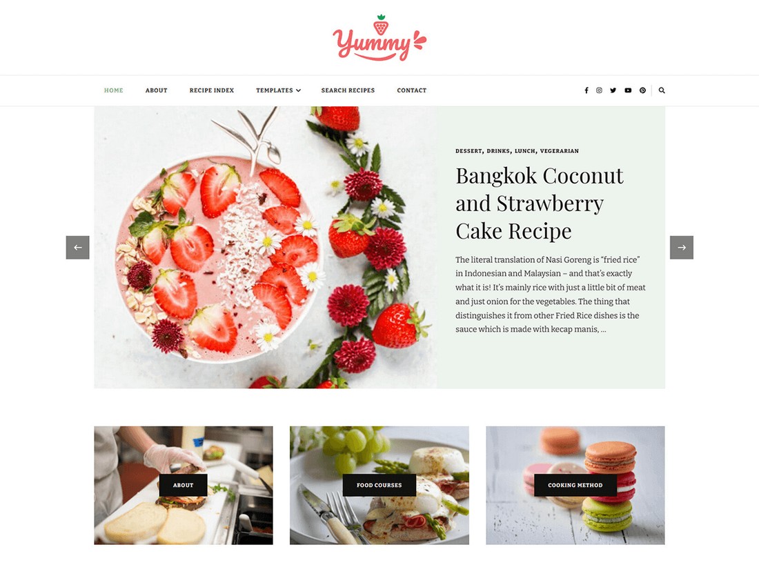 Yummy Recipe - Free Minimal Food Blog WP Theme