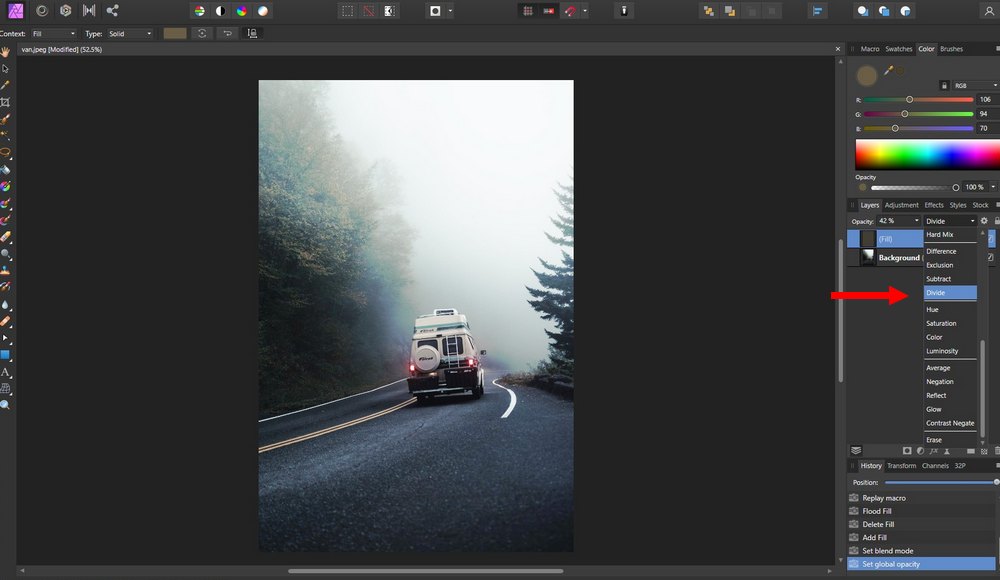 affinity photo fill blends