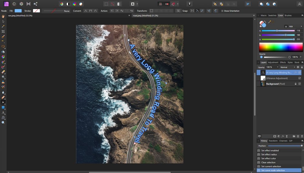 affinity photo path text