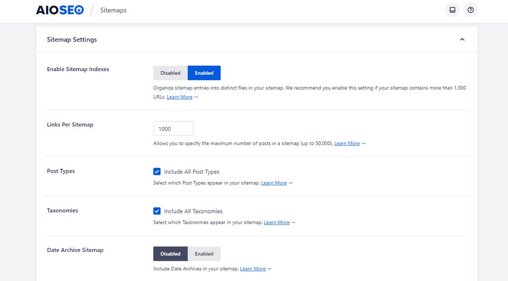 aioseo sitemap