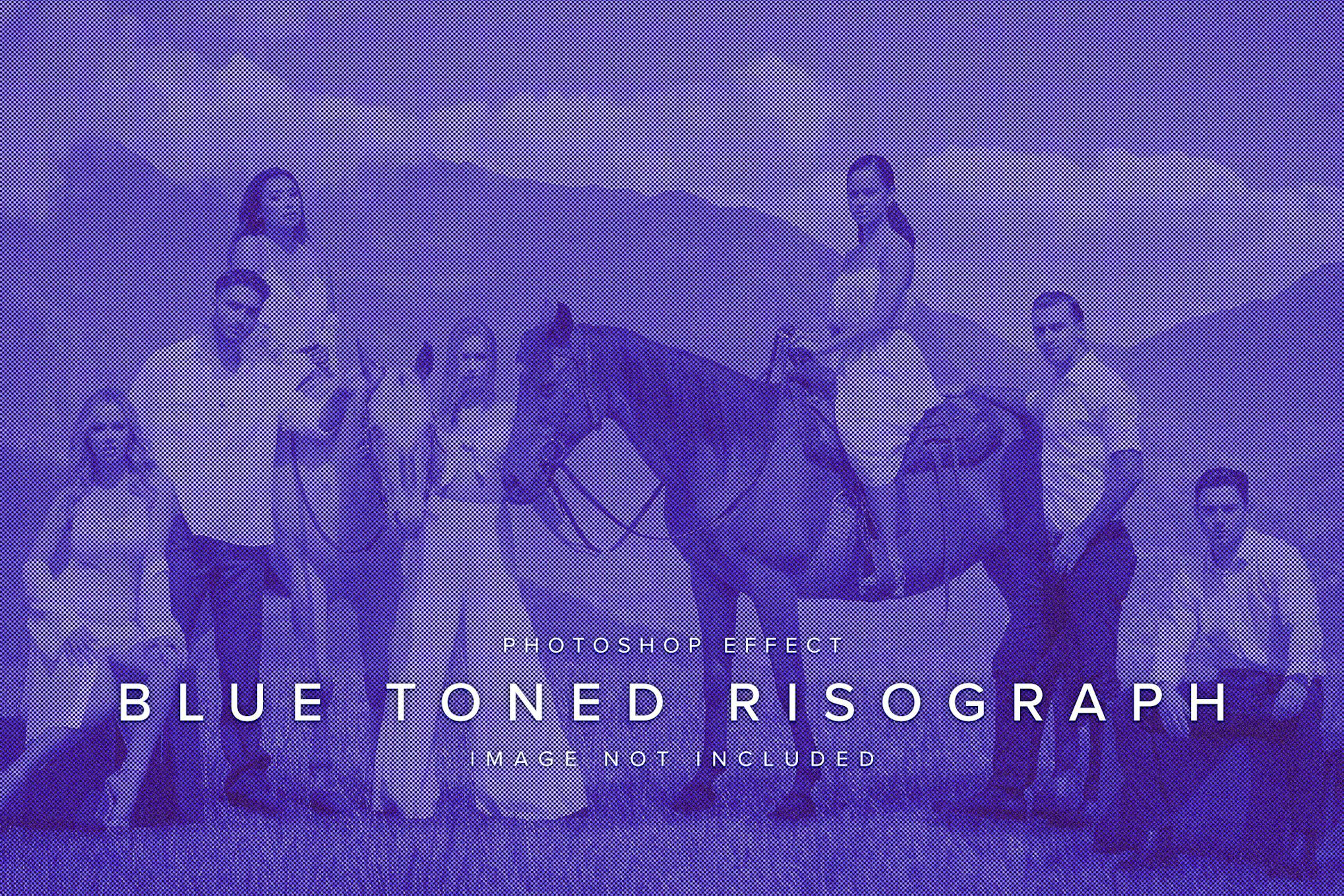 Blue Toned Risograph PSD Photo Effect