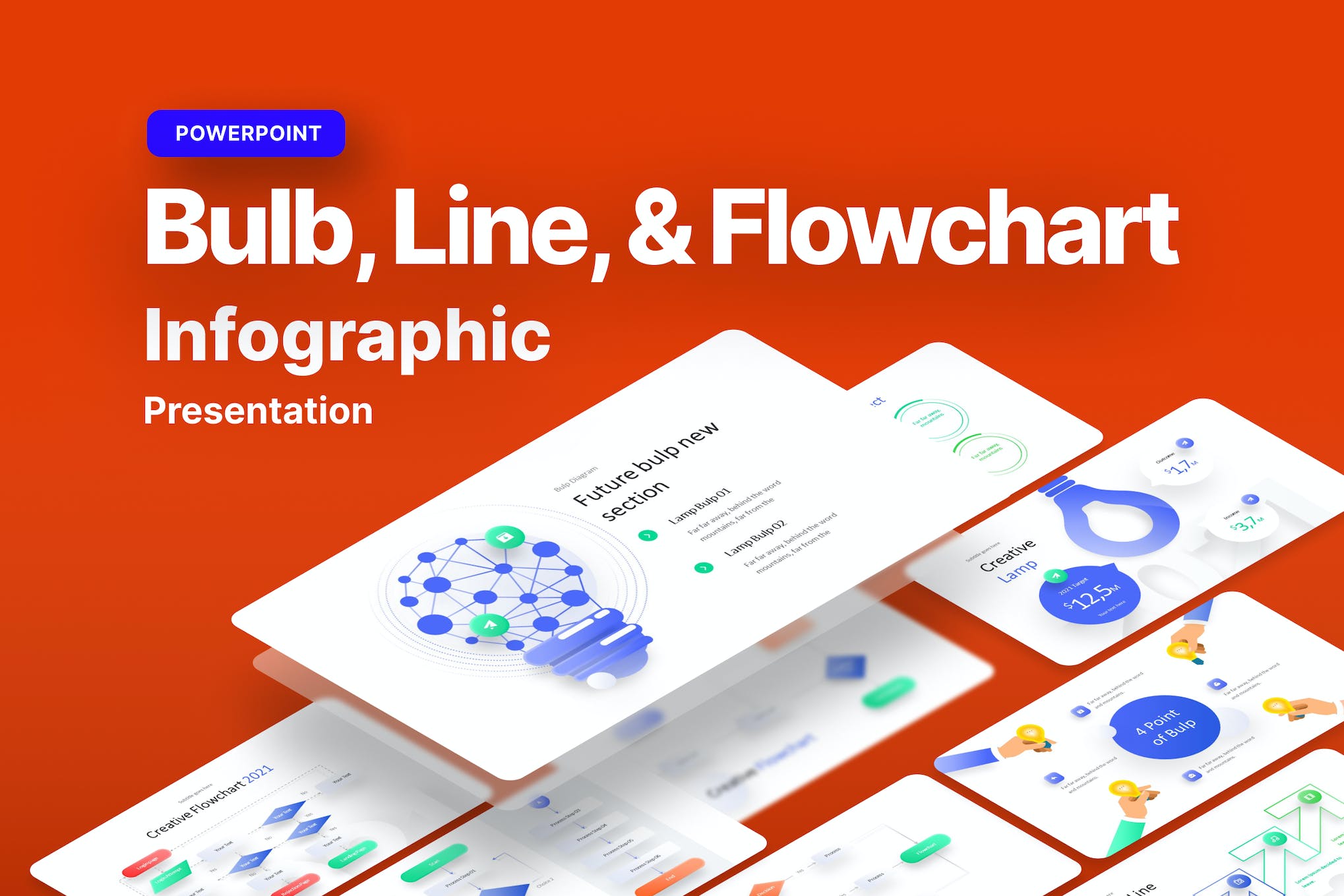 Bulb Line Flowchart PowerPoint Template