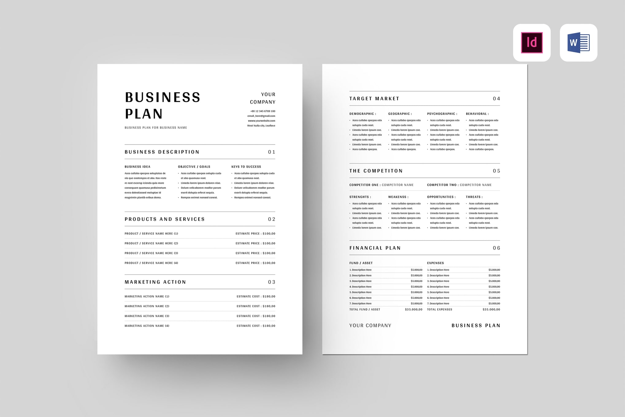 business plan template word