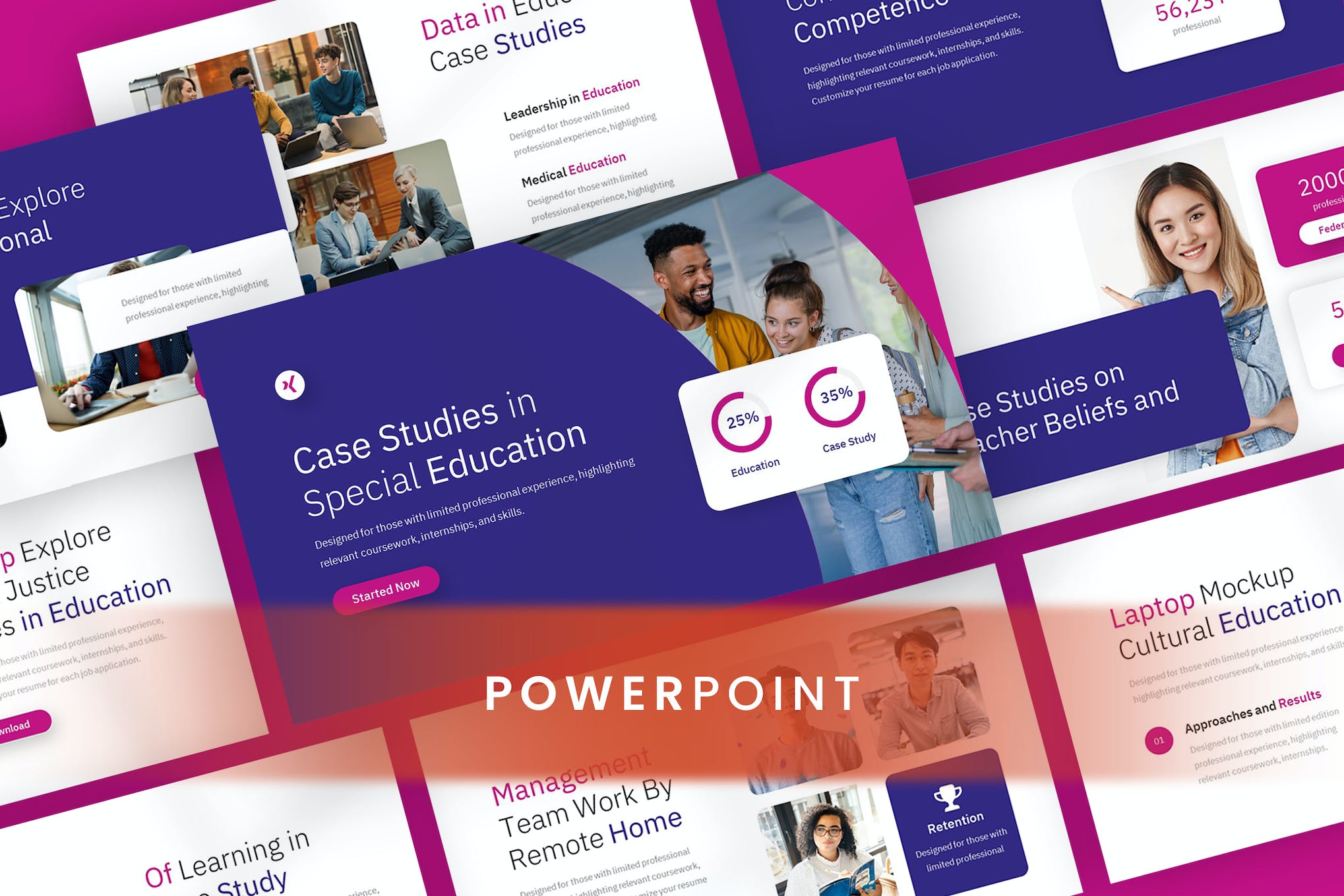 Case Study and Education PowerPoint Template