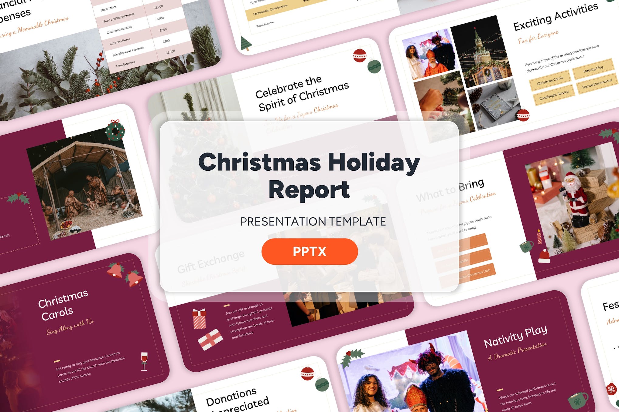 Christmas Holiday Report PowerPoint Templates