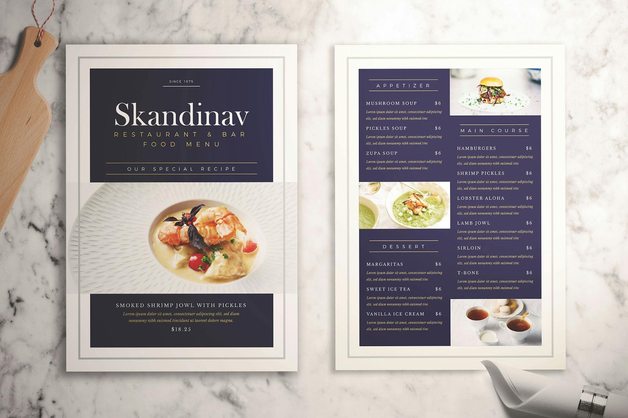 Classy Food Menu