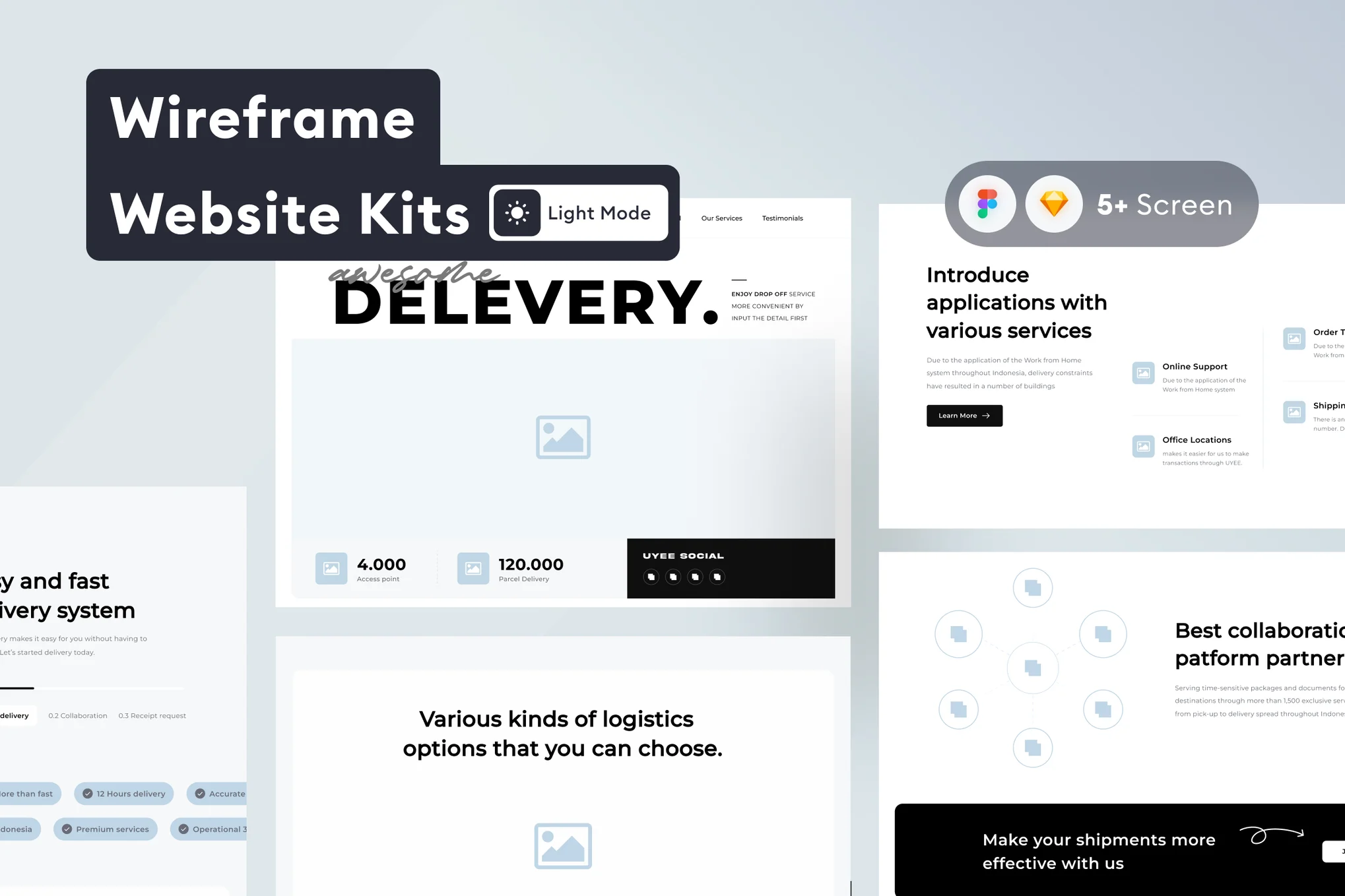 Clean Website Wireframe Kit for Sketch