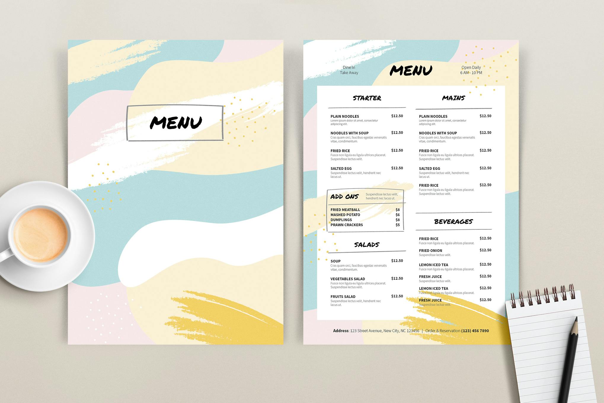 Colored Menu Template